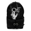 Mochila escolar con logo, estampado de letras en estilo graffiti, cremallera y múltiples bolsillos, color negro