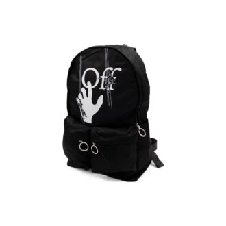 Mochila escolar con logo, estampado de letras en estilo graffiti, cremallera y múltiples bolsillos, color negro