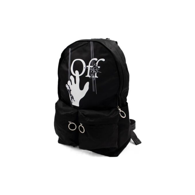 Mochila escolar con logo, estampado de letras en estilo graffiti, cremallera y múltiples bolsillos, color negro