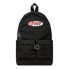 Mochila escolar con logo rojo y blanco y múltiples bolsillos, color negro