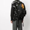 Mochila escolar de estilo industrial con 20 bolsillos y estampado de letras clásicas