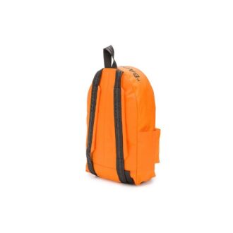Mochila escolar de estilo industrial con 20 eslóganes impresos en letras y múltiples bolsillos, naranja