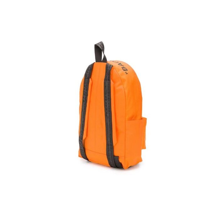 Mochila escolar de estilo industrial con 20 eslóganes impresos en letras y múltiples bolsillos, naranja
