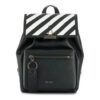 Mochila Off-White de piel de vacuno con rayas en contraste y cordón de ajuste, marrón