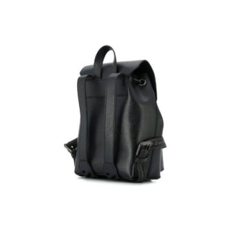 Mochila Off-White de piel de vacuno con rayas en contraste y cordón de ajuste, marrón