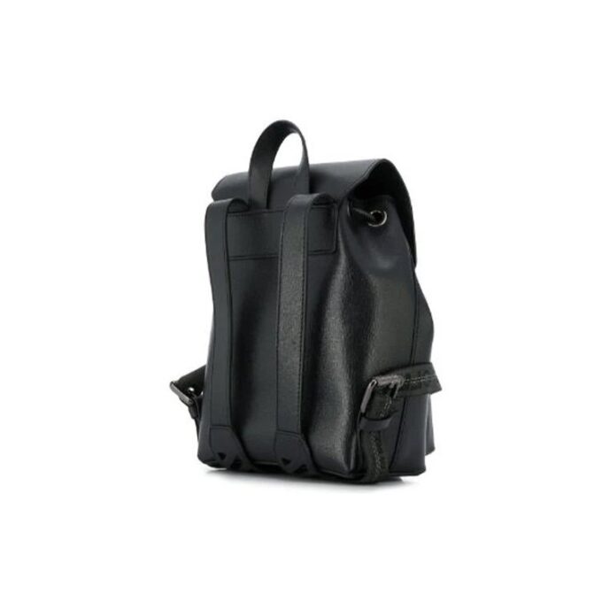 Mochila Off-White de piel de vacuno con rayas en contraste y cordón de ajuste, marrón