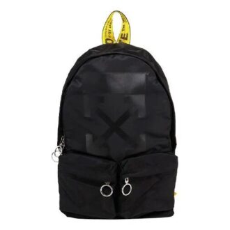 Mochila Off-White para hombre con estampado del logotipo, material negro