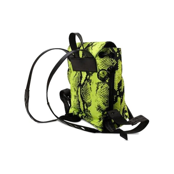 Mochila unisex de nailon con estampado de serpiente, mini, amarilla