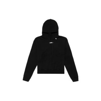 Negro con logotipo ondulado y eslogan estampado, corte holgado