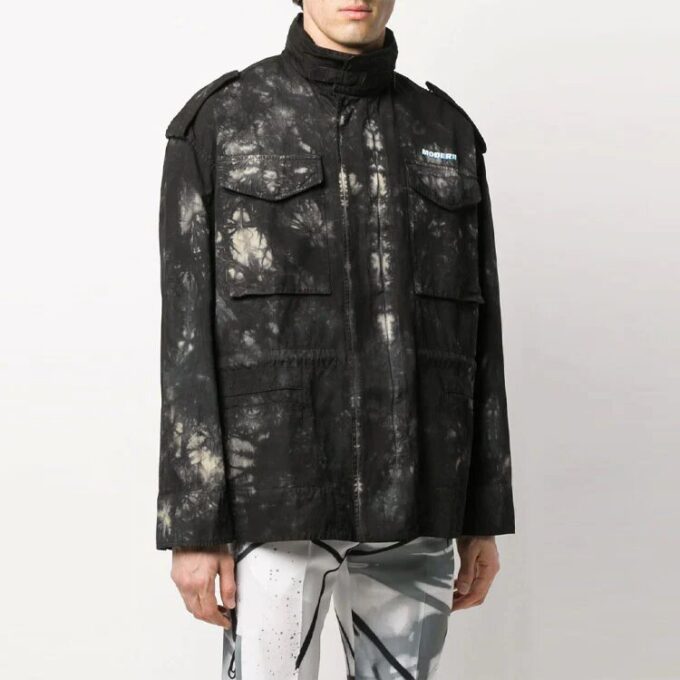 Nueva chaqueta Field Tie Dye, corte holgado, verde oscuro