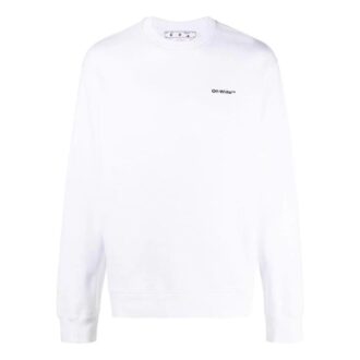 Off-White Camisa de hombre de la colección SS22, de color liso con estampado del logotipo, cuello redondo y manga larga, en blanco Off-White Camisa de hombre de la colección SS22, de color liso con estampado del logotipo, cuello redondo y manga larga, en blanco