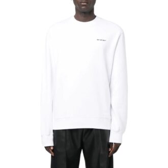 Off-White Camisa de hombre de la colección SS22, de color liso con estampado del logotipo, cuello redondo y manga larga, en blanco Off-White Camisa de hombre de la colección SS22, de color liso con estampado del logotipo, cuello redondo y manga larga, en blanco