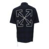 Off-White Camisa de manga corta para hombre SS22 con estampado de letras y cuadros de flechas, azul