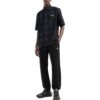 Off-White Camisa de manga corta para hombre SS22 con estampado de letras y cuadros de flechas, azul