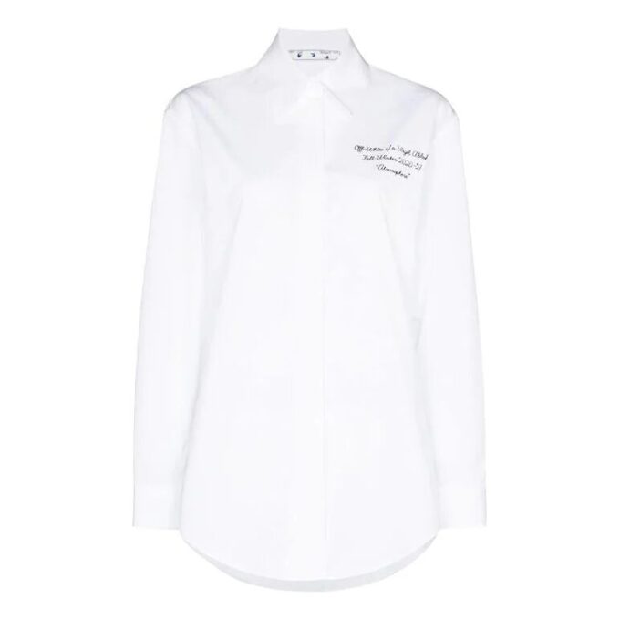 Off-White Camisa de manga larga estampada, blanca