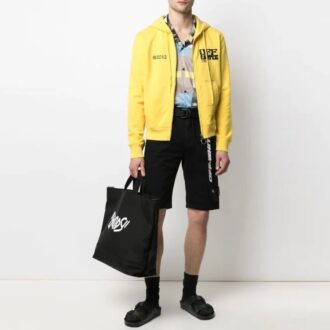 Off-White Camiseta casual para hombre SS21 con estampado de logotipo y cremallera, versión estándar, negro