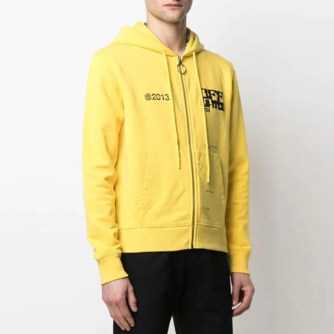 Off-White Camiseta casual para hombre SS21 con estampado de logotipo y cremallera, versión estándar, negro