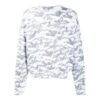 Off-White Camiseta de algodón para hombre con estampado geométrico integral, cuello redondo y manga larga, color blanco