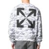 Off-White Camiseta de algodón para hombre con estampado geométrico integral, cuello redondo y manga larga, color blanco