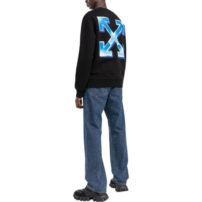 Off-White Camiseta de cuello redondo con estampado de Arrows para hombre, colección primavera-verano 2022, color negro