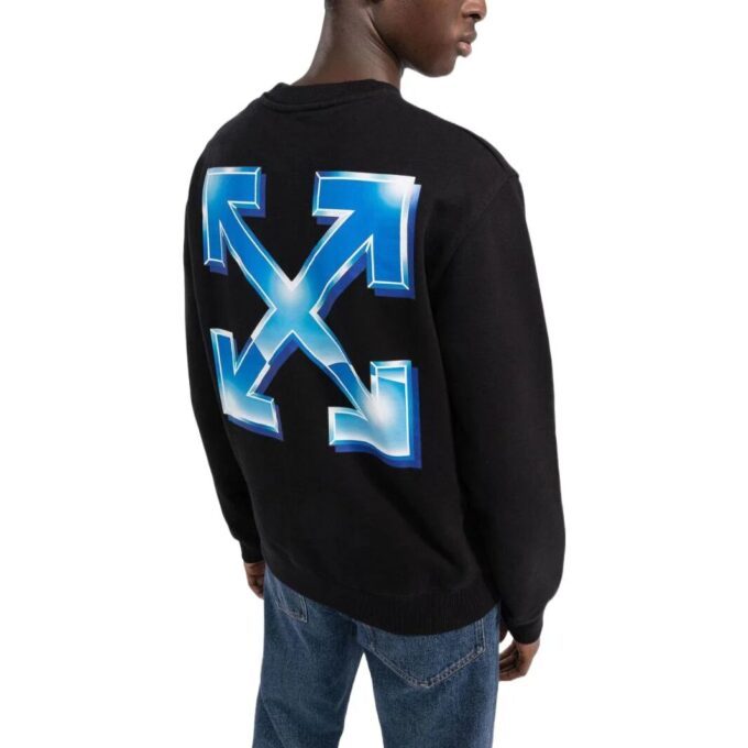 Off-White Camiseta de cuello redondo con estampado de Arrows para hombre, colección primavera-verano 2022, color negro