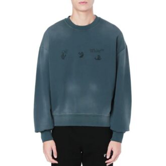 Off-White Camiseta de cuello redondo estampada para hombre, azul