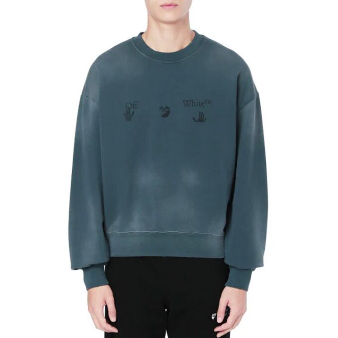 Off-White Camiseta de cuello redondo estampada para hombre, azul