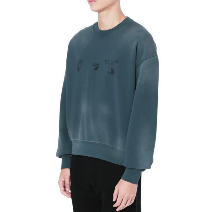 Off-White Camiseta de cuello redondo estampada para hombre, azul