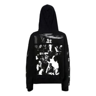 Off-White Camiseta de hombre Caravaggio con estampado en la espalda, color negro Off-White Camiseta de hombre Caravaggio con estampado en la espalda, color negro