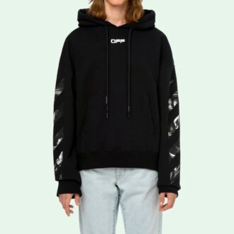 Off-White Camiseta de hombre Caravaggio con estampado en la espalda, color negro Off-White Camiseta de hombre Caravaggio con estampado en la espalda, color negro