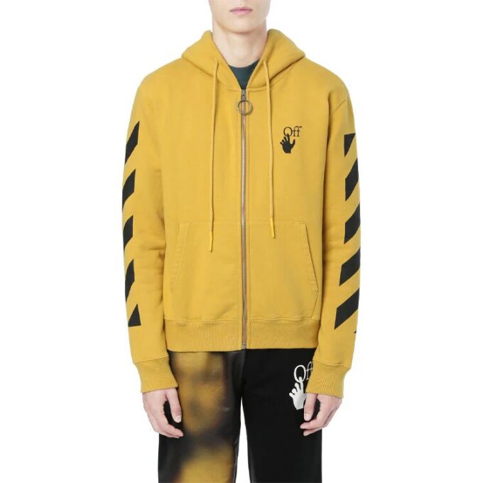 Off-White Camiseta de hombre con cremallera Arrow en color cúrcuma