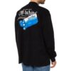Off-White Camiseta de hombre con estampado, cuello redondo, manga larga y corte holgado, color negro