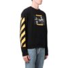 Off-White Camiseta de hombre con estampado, cuello redondo y manga larga, color negro