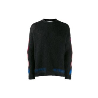 Off-White Camiseta de hombre con flecha en la espalda, corte holgado, color negro Off-White Camiseta de hombre con flecha en la espalda, corte holgado, color negro