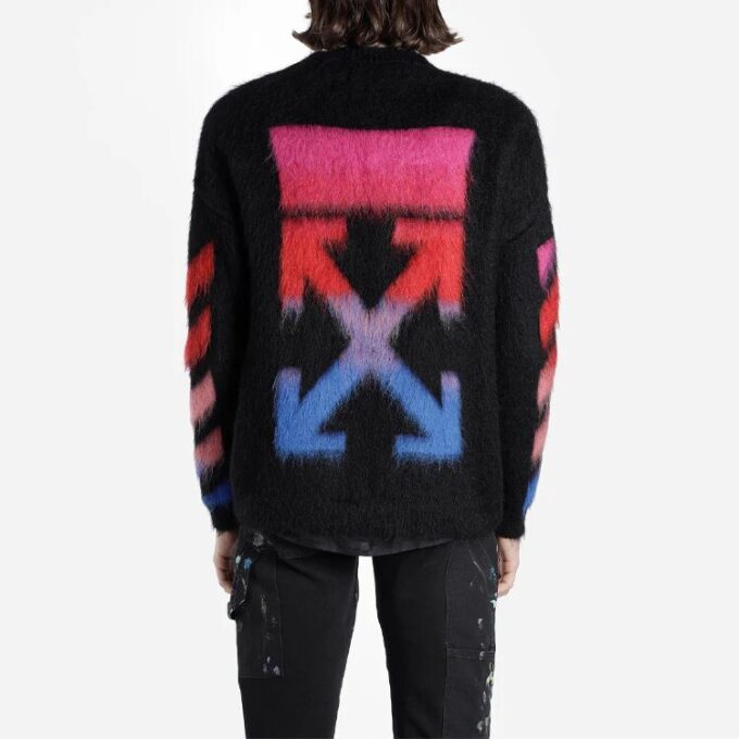 Off-White Camiseta de hombre con flecha en la espalda, corte holgado, color negro