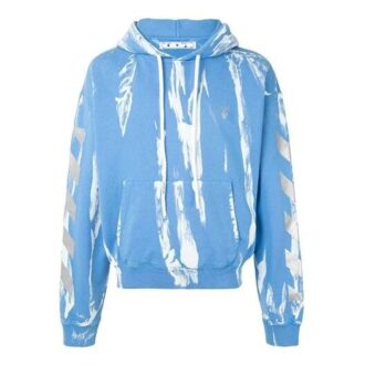 Off-White Camiseta de hombre con flecha reflectante y estampado tie-dye azul Off-White Camiseta de hombre con flecha reflectante y estampado tie-dye azul