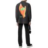 Off-White Camiseta de hombre de cuello medio con estampado de letras, otoño, negro