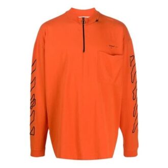 Off-White Camiseta de hombre de manga corta con estampado de letras y cuellos redondos, corte holgado, naranja Off-White Camiseta de hombre de manga corta con estampado de letras y cuellos redondos, corte holgado, naranja