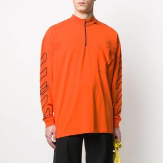 Off-White Camiseta de hombre de manga corta con estampado de letras y cuellos redondos, corte holgado, naranja Off-White Camiseta de hombre de manga corta con estampado de letras y cuellos redondos, corte holgado, naranja
