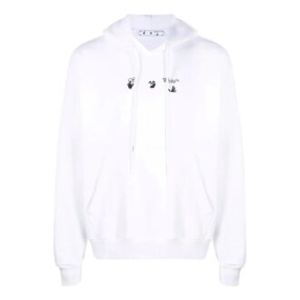 Off-White Camiseta de hombre FW22 con estampado, capucha y manga larga, color blanco Off-White Camiseta de hombre FW22 con estampado, capucha y manga larga, color blanco