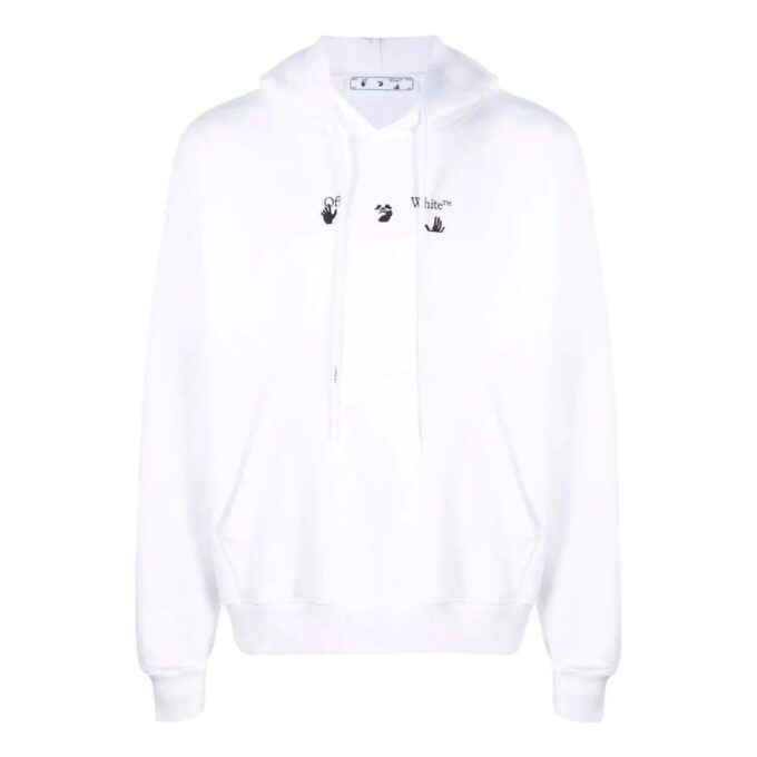 Off-White Camiseta de hombre FW22 con estampado, capucha y manga larga, color blanco