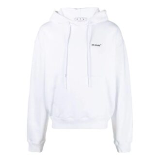Off-White Camiseta de hombre FW22 con estampado, estilo casual, con capucha y manga larga, en color blanco Off-White Camiseta de hombre FW22 con estampado, estilo casual, con capucha y manga larga, en color blanco