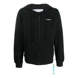 Off-White Camiseta de hombre FW22 de sarga con estampado de logotipo y cremallera, corte holgado, color negro