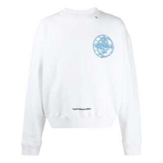 Off-White Camiseta de hombre para la temporada primavera-verano 2022, de color liso con estampado de logotipo, cuello redondo y corte holgado, color blanco Off-White Camiseta de hombre para la temporada primavera-verano 2022, de color liso con estampado de logotipo, cuello redondo y corte holgado, color blanco