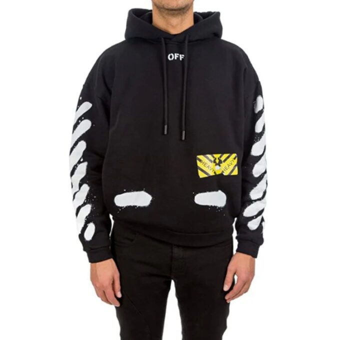 Off-White Camiseta de hombre Splash Ink Graffiti Stripe Negro