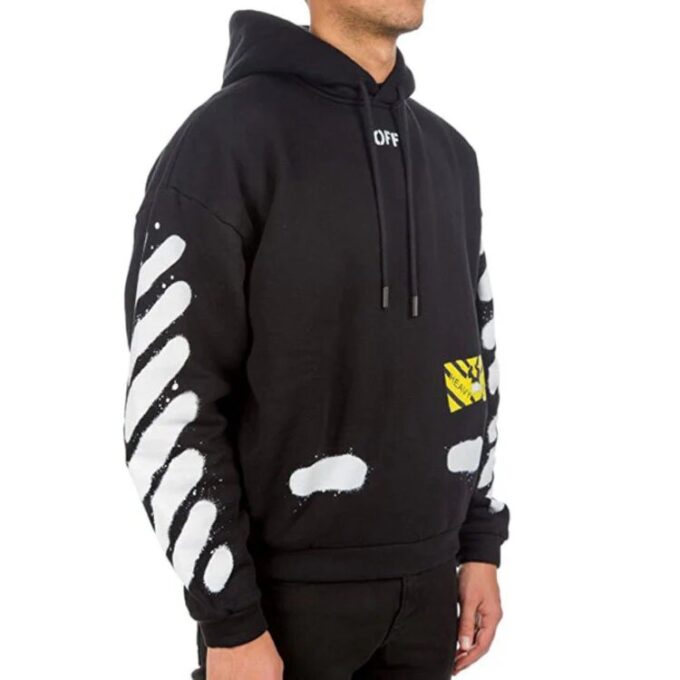Off-White Camiseta de hombre Splash Ink Graffiti Stripe Negro