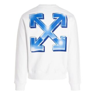 Off-White Camiseta de hombre SS22 con estampado de logotipo, cuello redondo, sin capucha y corte holgado, color blanco Off-White Camiseta de hombre SS22 con estampado de logotipo, cuello redondo, sin capucha y corte holgado, color blanco