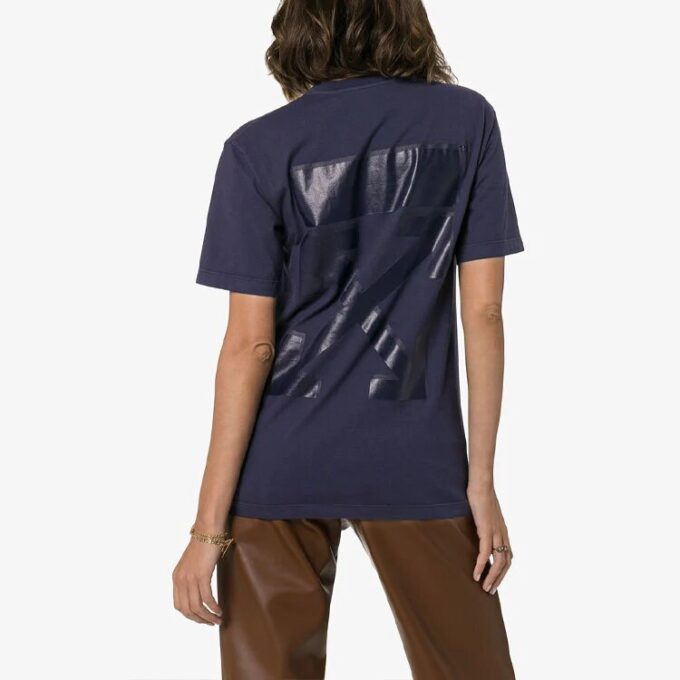 Off-White Camiseta de manga corta con estampado de flecha en la espalda, versión estándar, azul