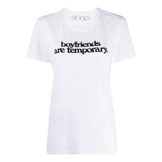 Off-White Camiseta de manga corta con estampado de letras y eslogan, corte entallado, color blanco