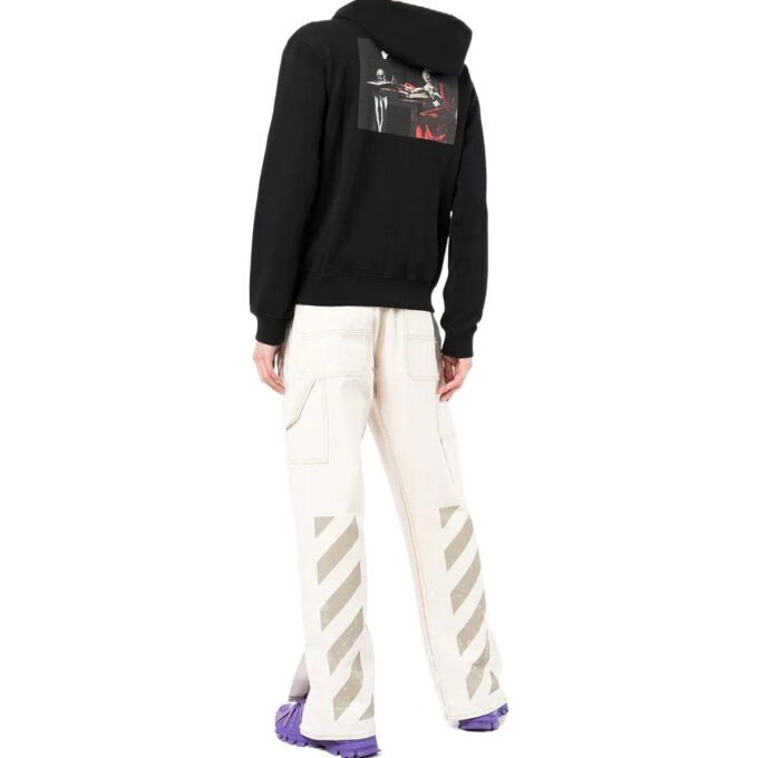Off-White Camiseta de manga corta para hombre SS22 Caravaggio con cremallera, color negro